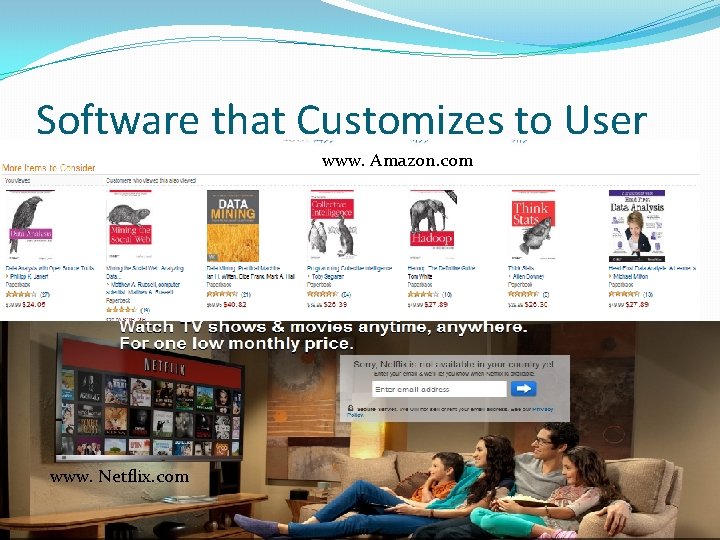 Software that Customizes to User www. Amazon. com www. Netflix. com 