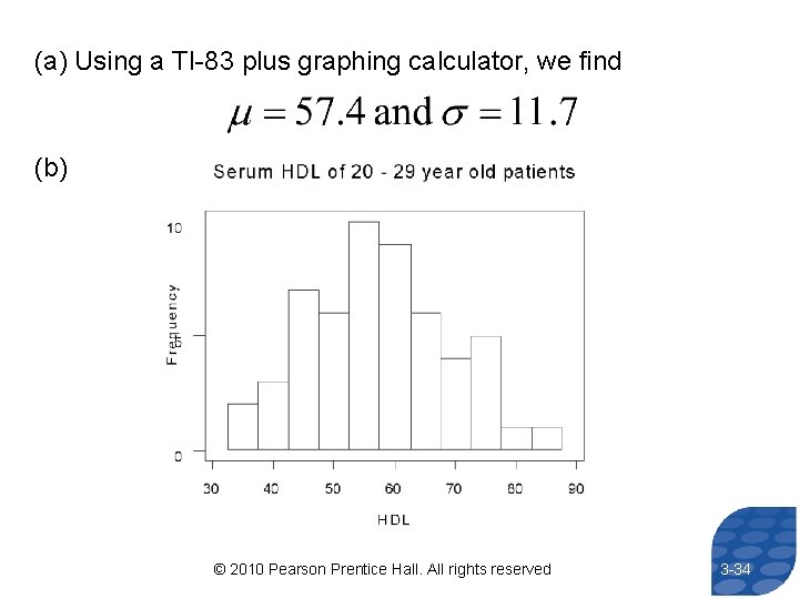 (a) Using a TI-83 plus graphing calculator, we find (b) © 2010 Pearson Prentice