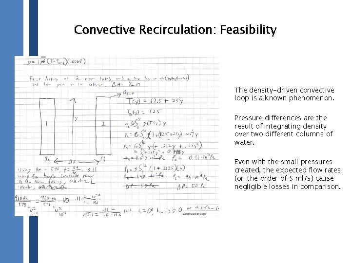 Convective Recirculation: Feasibility The density-driven convective loop is a known phenomenon. Pressure differences are