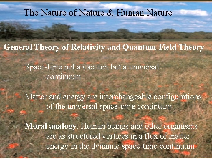 The Nature of Nature & Human Nature General Theory of Relativity and Quantum Field