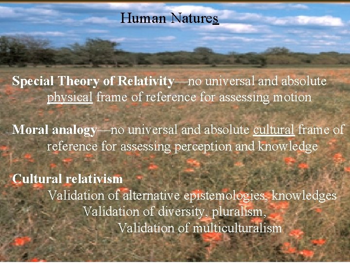 Human Natures Special Theory of Relativity—no universal and absolute physical frame of reference for