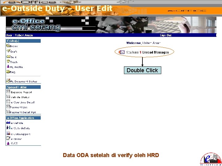 e-Outside Duty – User Edit Double Click Data ODA setelah di verify oleh HRD