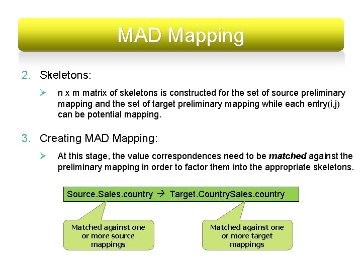 MAD Mapping 2. Skeletons: Ø n x m matrix of skeletons is constructed for