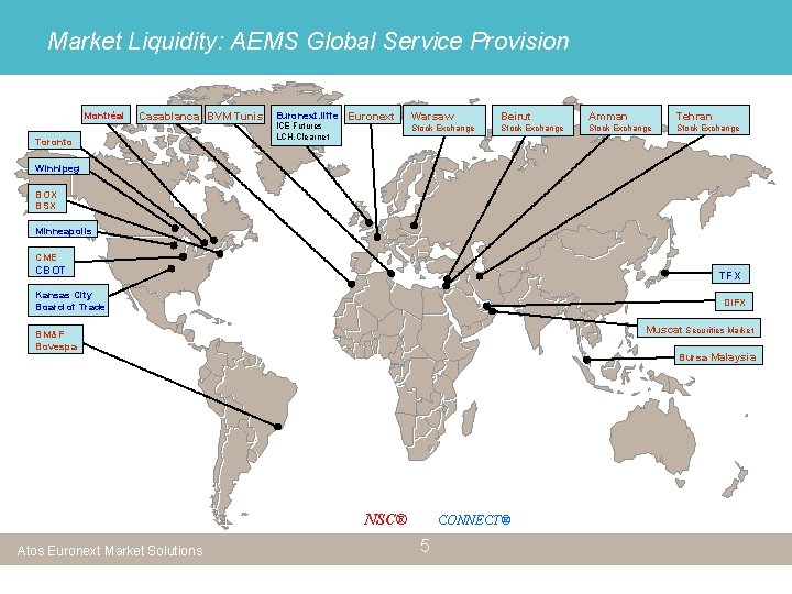 Market Liquidity: AEMS Global Service Provision Montréal Casablanca BVM Tunis Toronto Euronext. liffe Euronext