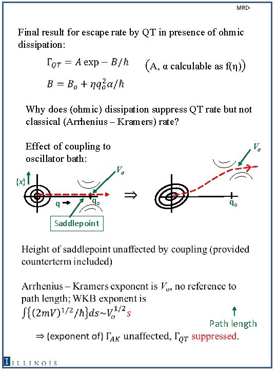 MRD- Final result for escape rate by QT in presence of ohmic dissipation: (A,