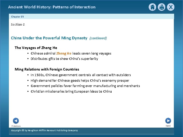 Ancient World History: Patterns of Interaction Chapter 19 Section-2 China Under the Powerful Ming