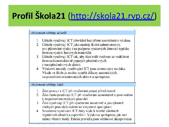 Profil Škola 21 (http: //skola 21. rvp. cz/) 