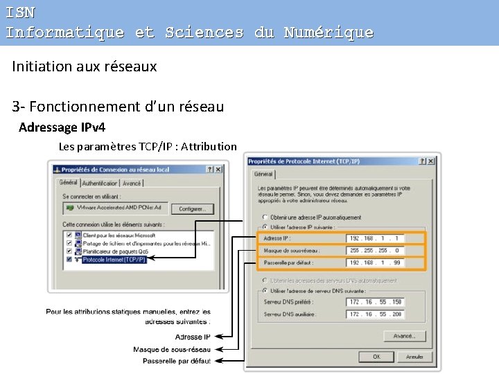 ISN Informatique et Sciences du Numérique Initiation aux réseaux 3 - Fonctionnement d’un réseau