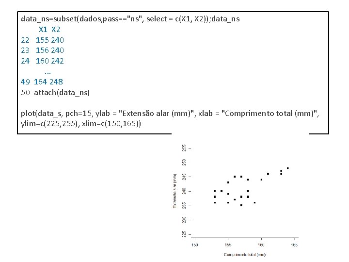 data_ns=subset(dados, pass=="ns", select = c(X 1, X 2)); data_ns X 1 X 2 22