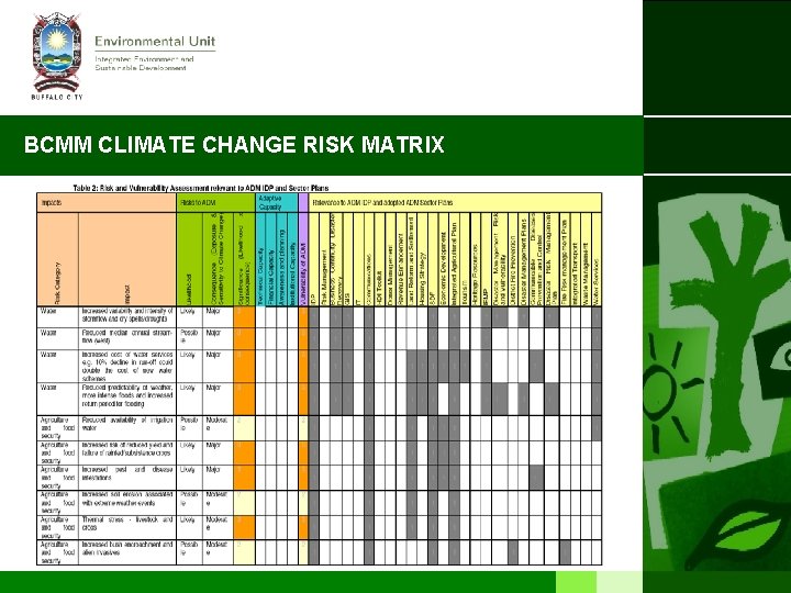 Buffalo City Metropolitan Municipality BCMM Climate Change Strategy
