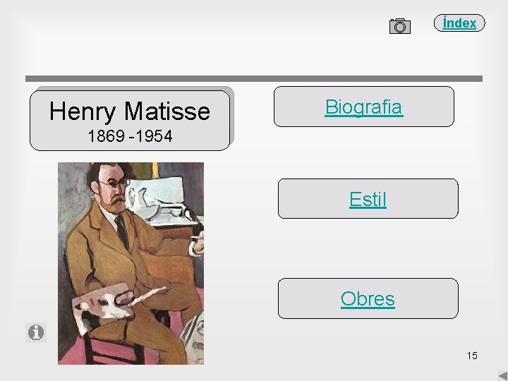 Índex Henry Matisse Biografia 1869 -1954 Estil Obres 15 