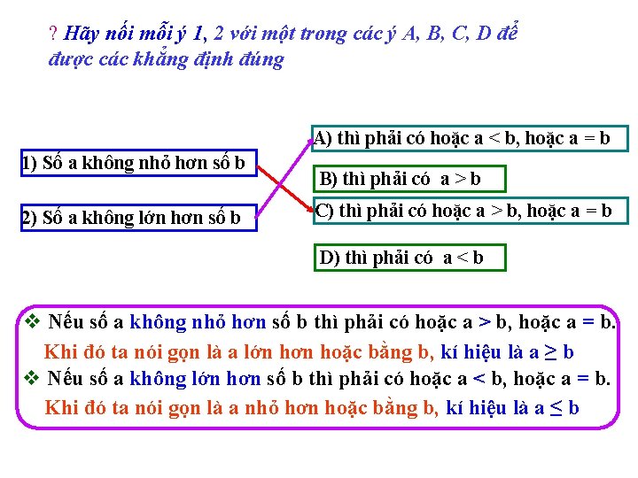 ? Hãy nối mỗi ý 1, 2 với một trong các ý A, B,