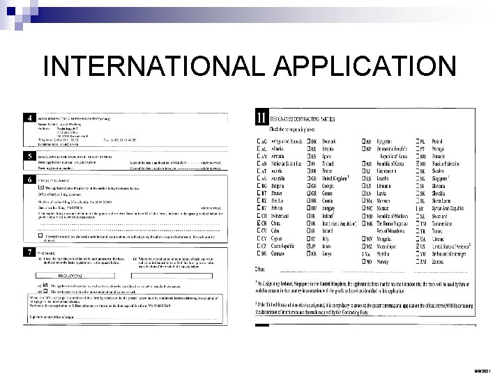 INTERNATIONAL APPLICATION 9/9/2021 