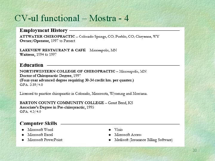 CV-ul functional – Mostra - 4 30 