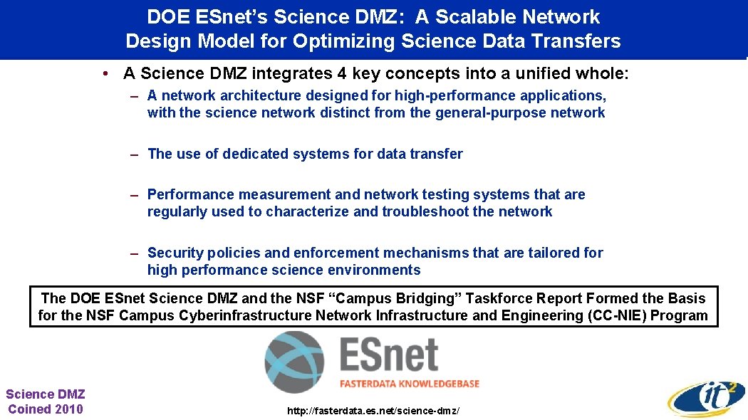 DOE ESnet’s Science DMZ: A Scalable Network Design Model for Optimizing Science Data Transfers