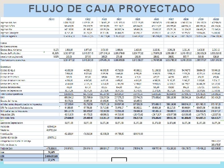 FLUJO DE CAJA PROYECTADO FLUJO DE CAJA PROYECTADO