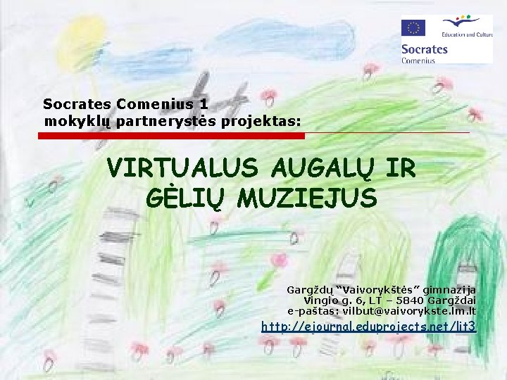Socrates Comenius 1 mokyklų partnerystės projektas: VIRTUALUS AUGALŲ IR GĖLIŲ MUZIEJUS Gargždų “Vaivorykštės” gimnazija