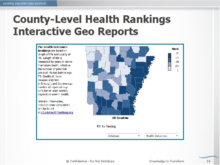 County-Level Health Rankings Interactive Geo Reports © Confidential - Do Not Distribute Knowledge to