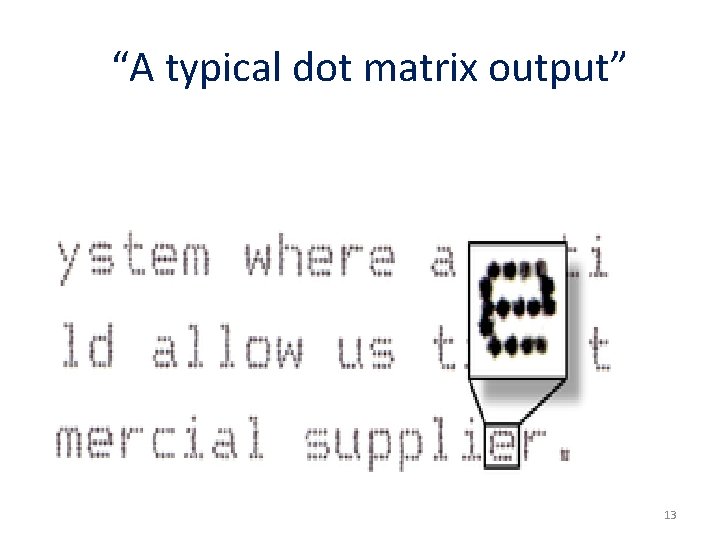 “A typical dot matrix output” 13 