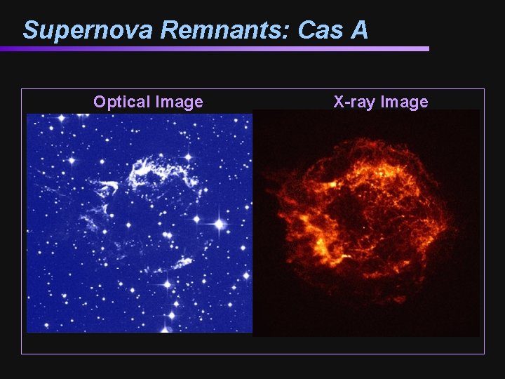 Supernova Remnants: Cas A Optical Image X-ray Image 
