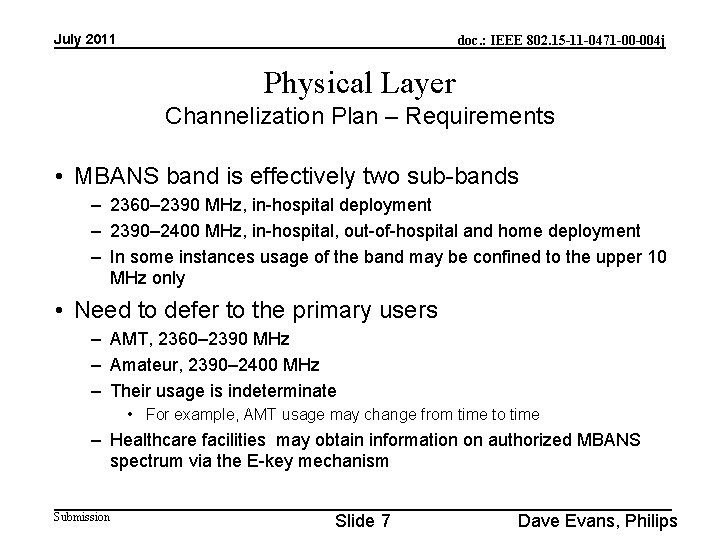July 2011 doc. : IEEE 802. 15 -11 -0471 -00 -004 j Physical Layer