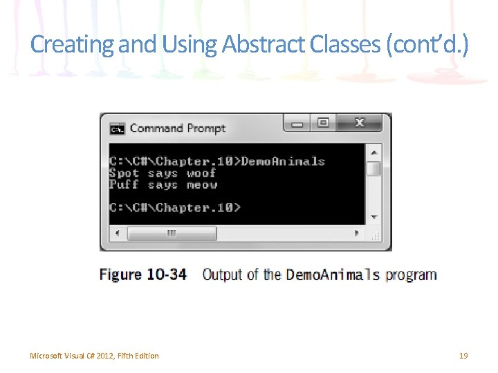 Creating and Using Abstract Classes (cont’d. ) Microsoft Visual C# 2012, Fifth Edition 19