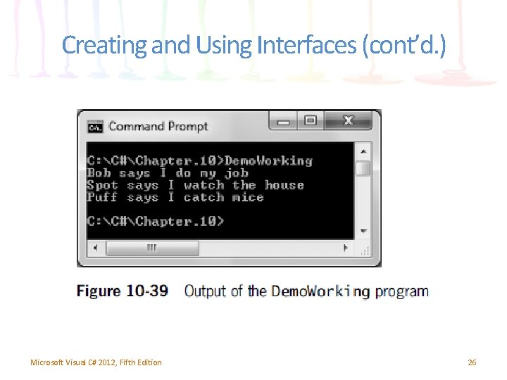 Creating and Using Interfaces (cont’d. ) Microsoft Visual C# 2012, Fifth Edition 26 