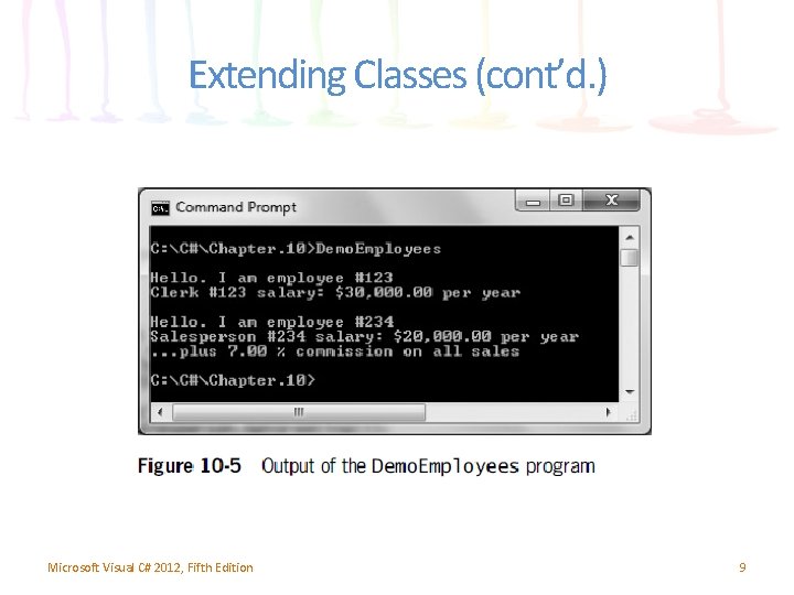 Extending Classes (cont’d. ) Microsoft Visual C# 2012, Fifth Edition 9 