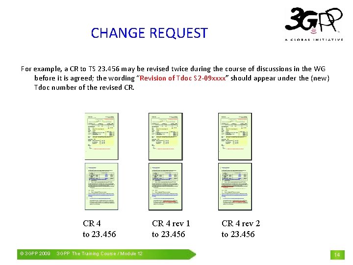 CHANGE REQUEST For example, a CR to TS 23. 456 may be revised twice