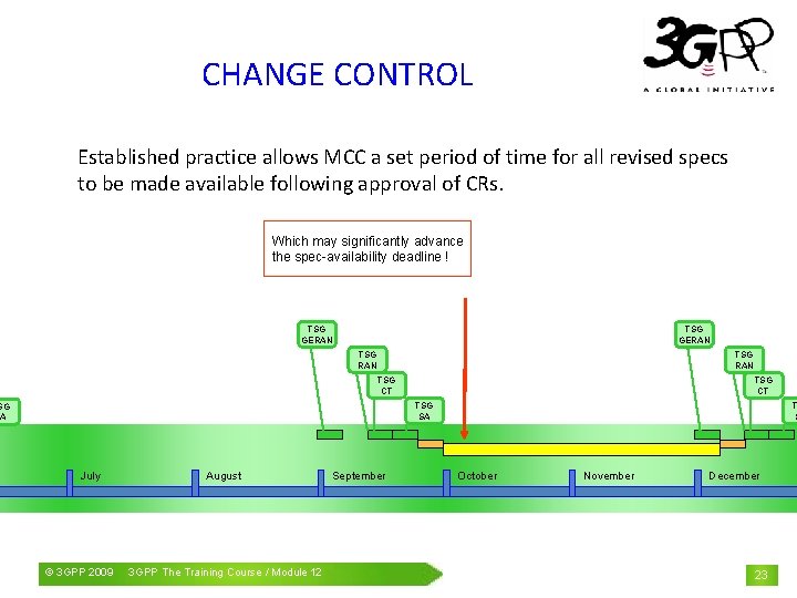 CHANGE CONTROL Established practice allows MCC a set period of time for all revised