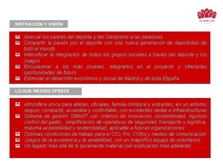 PROCESO DE CANDIDATURA PARA LOS JUEGOS OLMPICOS Y