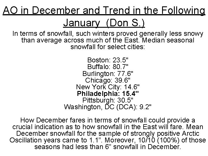 AO in December and Trend in the Following January (Don S. ) In terms