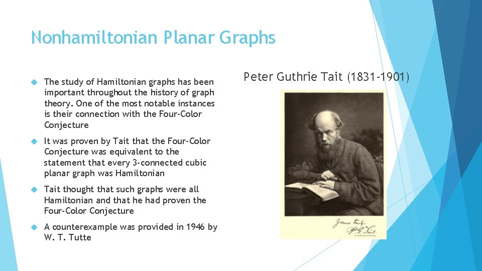 Nonhamiltonian Planar Graphs The study of Hamiltonian graphs has been important throughout the history
