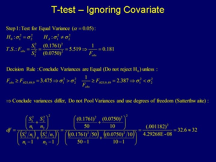 T-test – Ignoring Covariate 