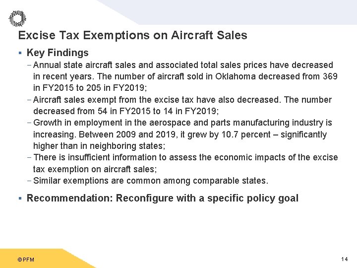 Excise Tax Exemptions on Aircraft Sales § Key Findings - Annual state aircraft sales