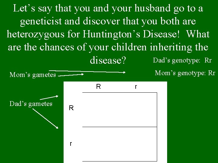 Let’s say that you and your husband go to a geneticist and discover that
