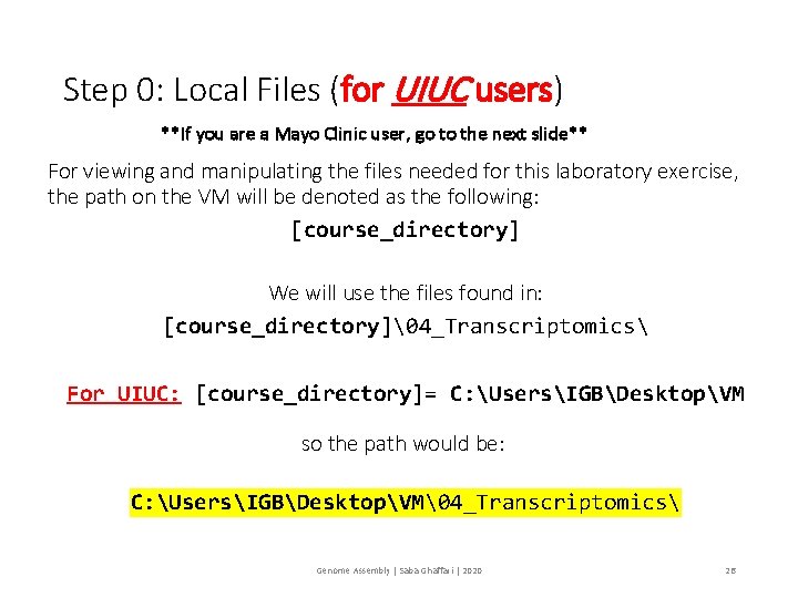 Step 0: Local Files (for UIUC users) **If you are a Mayo Clinic user,