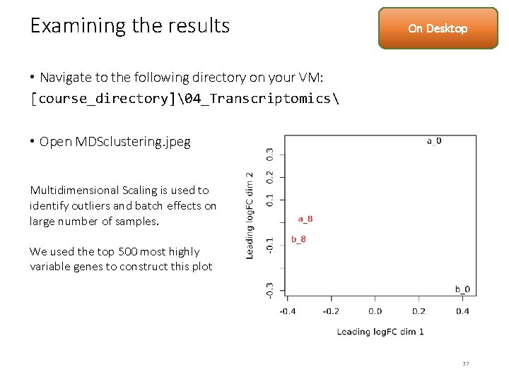 Examining the results On Desktop • Navigate to the following directory on your VM: