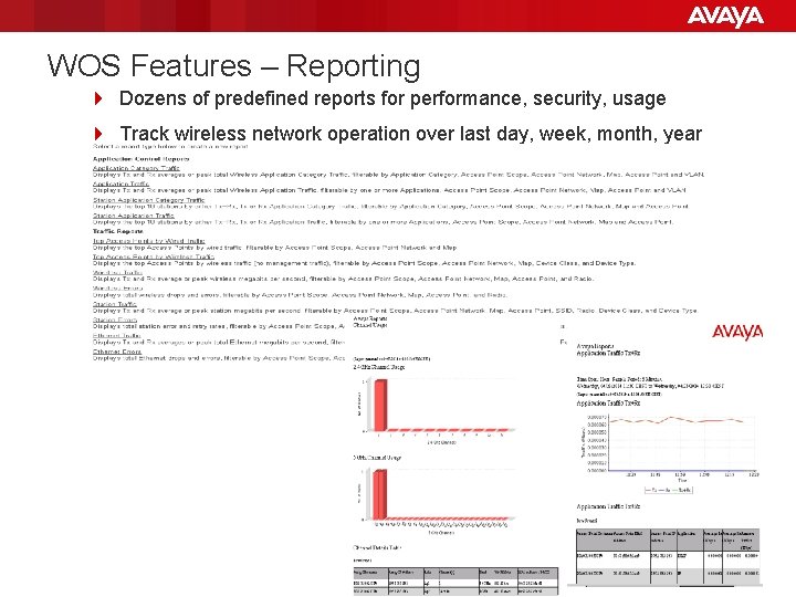 WOS Features – Reporting 4 Dozens of predefined reports for performance, security, usage 4