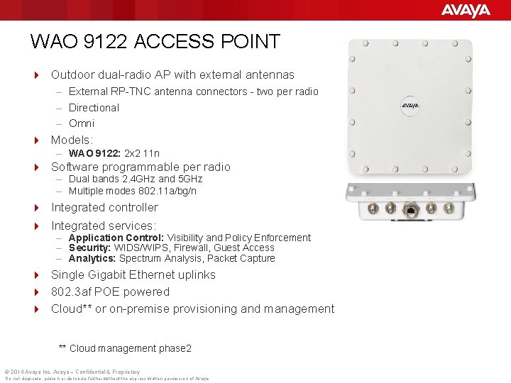 WAO 9122 ACCESS POINT 4 Outdoor dual radio AP with external antennas – External