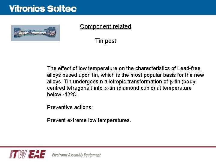 Component related Tin pest The effect of low temperature on the characteristics of Lead-free