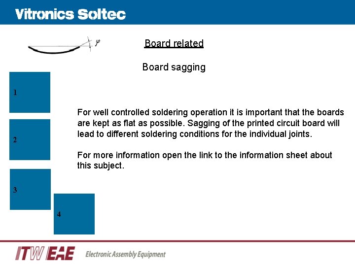 Board related Board sagging 1 For well controlled soldering operation it is important that