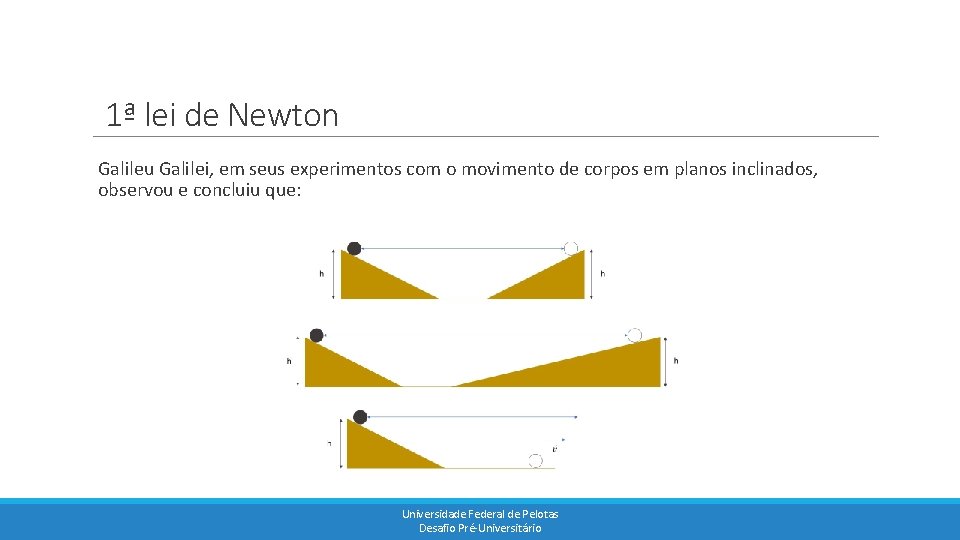 1ª lei de Newton Galileu Galilei, em seus experimentos com o movimento de corpos