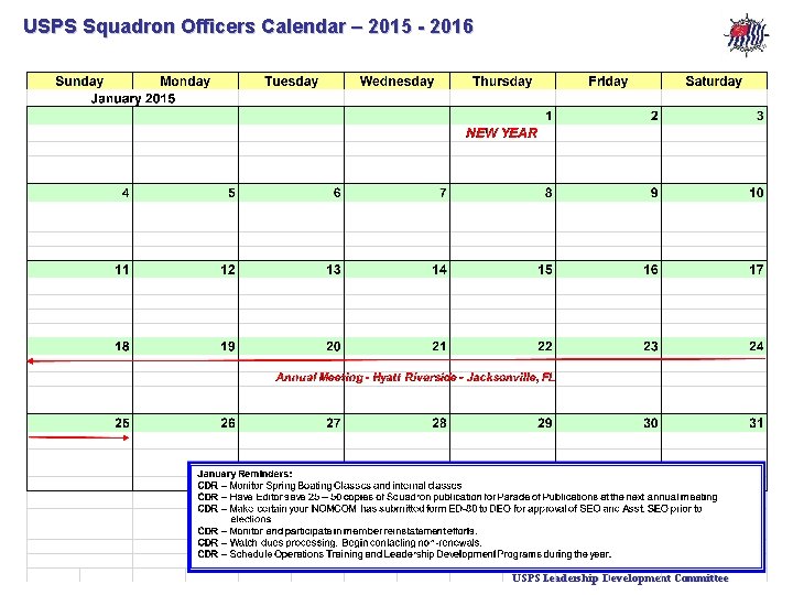 USPS Squadron Officers Calendar – 2015 - 2016 3 USPS Leadership Development Committee 