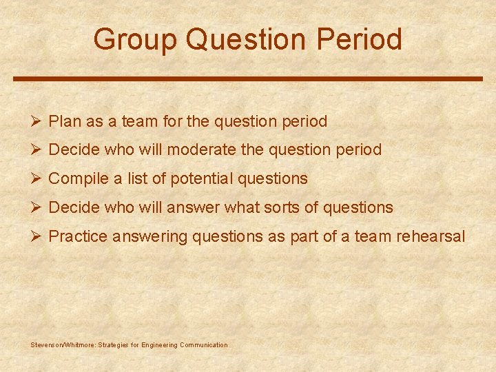 Team Presentations Team presentations are common in engineering