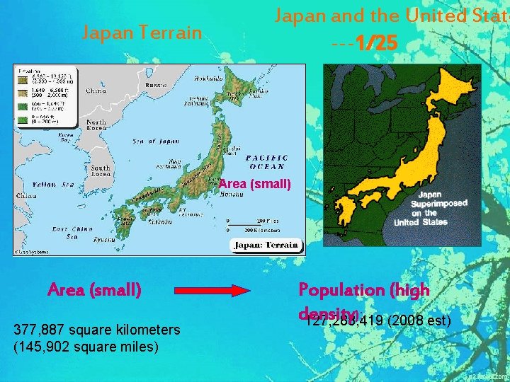 Japan Terrain Japan and the United State ---1/25 Area (small) 377, 887 square kilometers