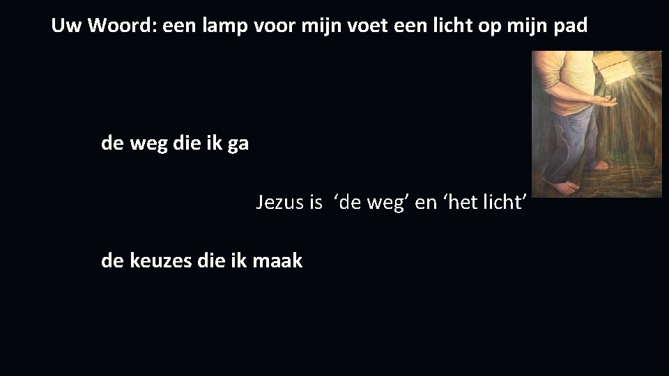 Uw Woord: een lamp voor mijn voet een licht op mijn pad de weg