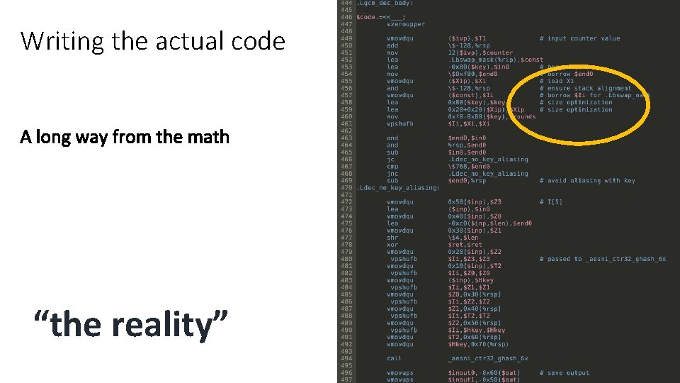 Writing the actual code “the reality” 