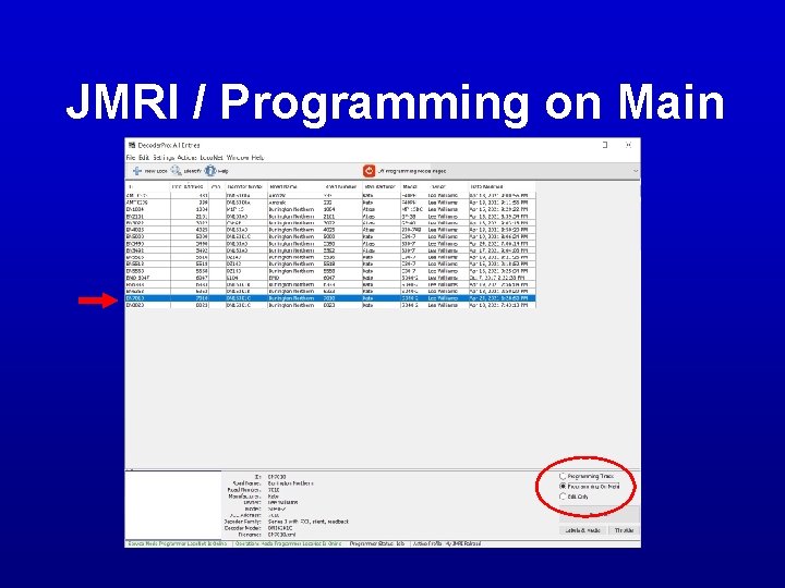 JMRI / Programming on Main JMRI / Programming on Main
