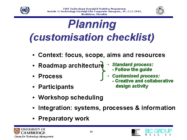 2006 Technology Foresight Training Programme Module 4: Technology Foresight for Corporate Managers, 19. -22.